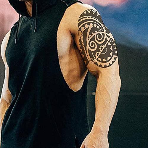 AWLEE Temporary Tattoos for Men Women Black Large Tribal Totem Body Art Makeup Stickers Half Arm Fake Tattoo Waterproof Removable (Pattern4)