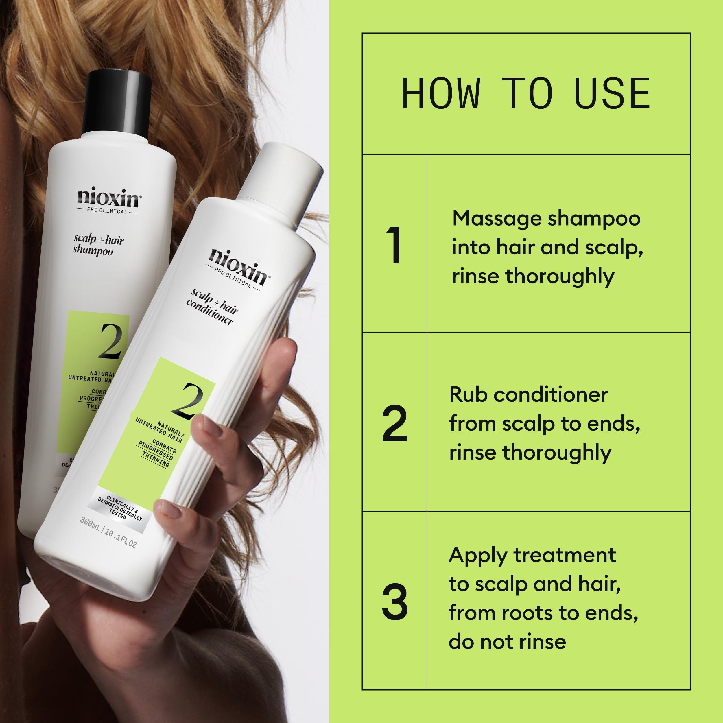 Nioxin Nioxin Scalp + Hair Thickening System 2 | For Natural Hair with Progressed Thinning | Boost Hair Density with Niacinamide & Biotin | Trial Size | 1 Month Supply