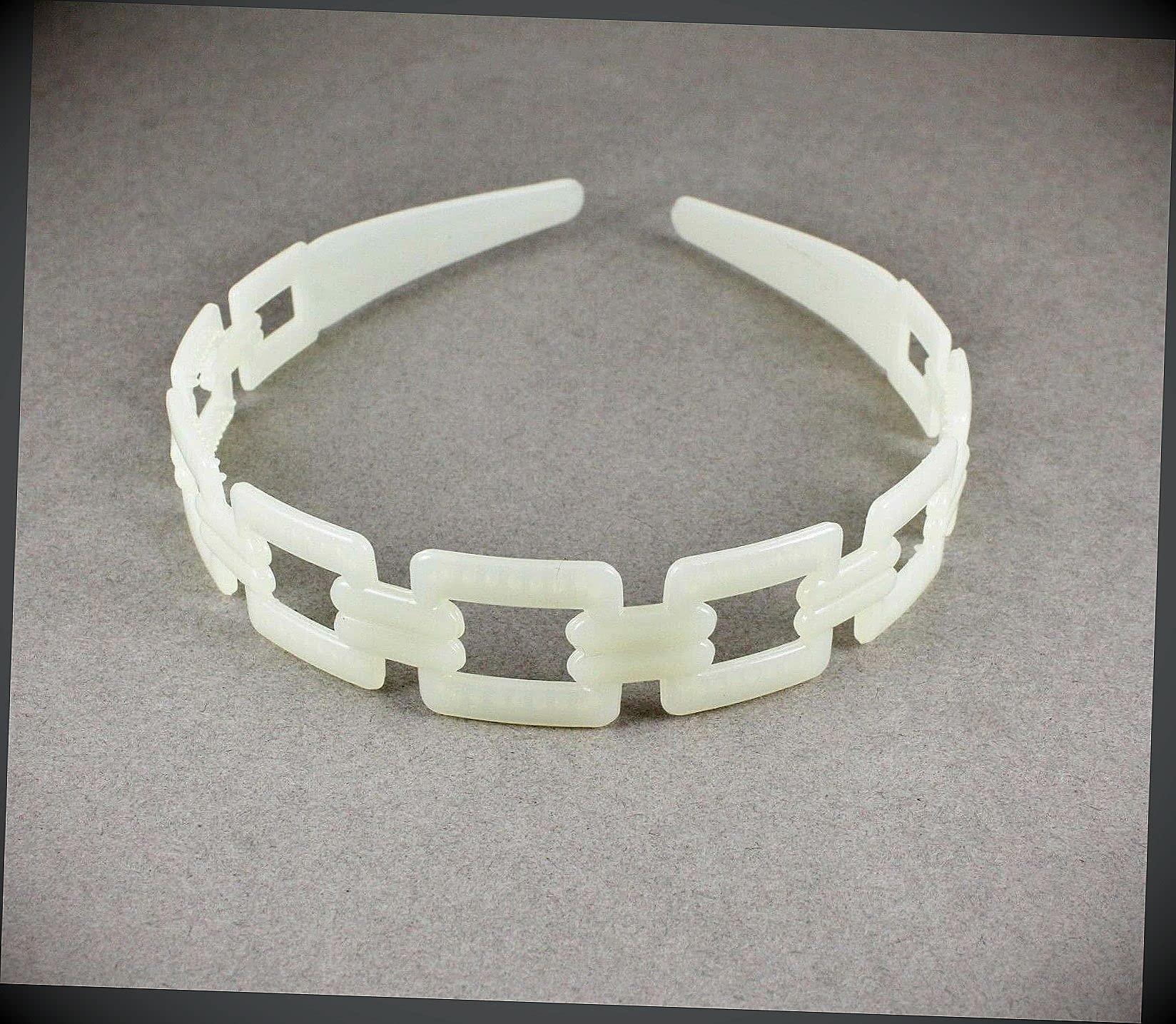 Wholesale Fashion HairClip Cream Plastic Chain Link Headband Square Links Hair Band Accessory Grip Teeth Fashion hair Accessories for Women