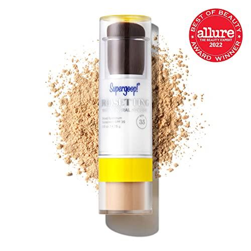 Supergoop! Supergoop! (Re)setting 100% Mineral Powder, Light - 0.15 oz - Makeup Setting Powder + Broad Spectrum SPF 35 PA+++ Sunscreen - With Ceramides, Olive Glycerides & Coated Silica Spheres