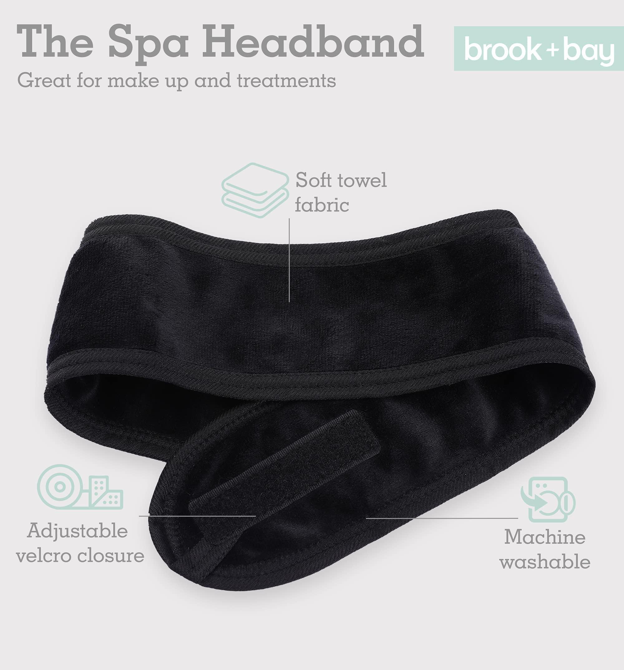 Brook + Bay Brook + Bay Spa Headband for Washing Face - Makeup & Skincare Face Wash Head Band - Face Mask Towel Terry Hair Band for Women - Black