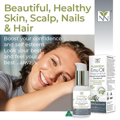 YNN Y-Not-Natural Y-Not Natural Ultra Pure Australian Emu Oil 60 mL - Luxury, Hospital Grade | Free Range Aboriginal Omega 3, 6 & 9 Oil Infused with Lemon Myrtle - Ultimate Moisturizer for Skin, Hair, Nails, and Scalp