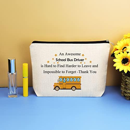 Mikela School Bus Driver Appreciation Gifts Bus Driver Makeup Bag Gifts For Women Thank You Gift for Bus Driver Cosmetic Bag School Bus Driver Christmas Retirement Gift Back to School End Of Term School Gift