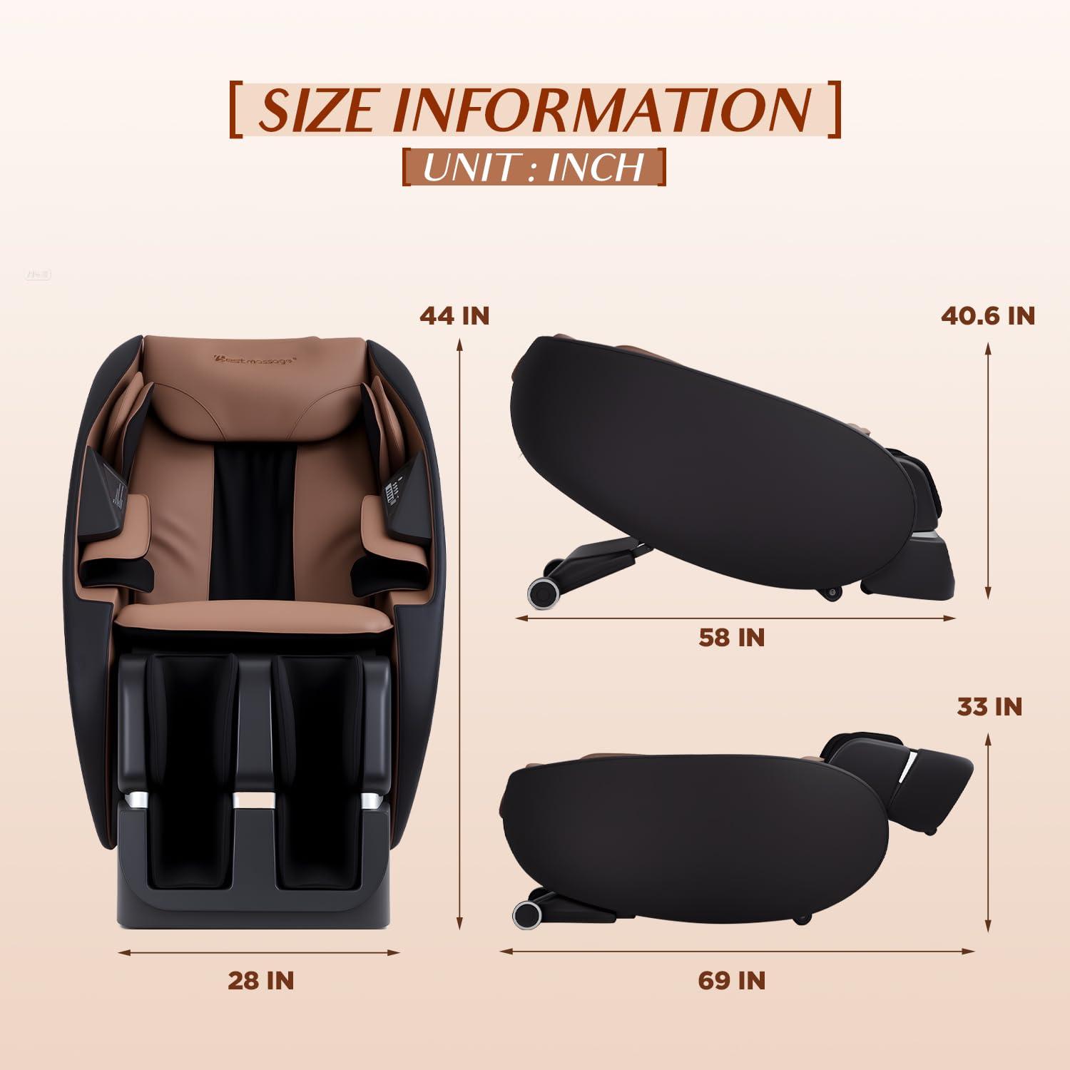 FDW FDW Shiatsu Massage Chairs Full Body and Recliner Zero Gravity Massage Chair Electric with Built-in Heart Foot Roller Air Massage Easy to Move for Home Office,Black