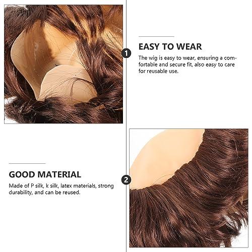 FOMIYES FOMIYES Halloween Monk Costume Wig Bald Cap Wig with Brown Friar Hair Funny Makeup Props Monk Cosplay Halloween Fancy Dress Accessories Headwear