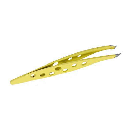 Haoweida Yellow Tweezers - Surgical Tweezers for Ingrown Hair - Professional Stainless Steel Slant Tip Tweezers - Best for Eyebrow Hair, Facial Hair Removal
