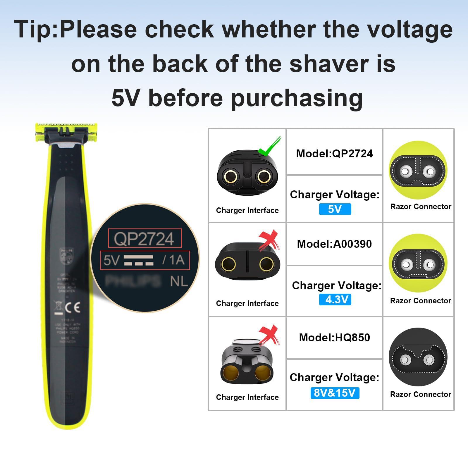 IBERLS Charger Cord for Philips Norelco One Blade QP2724 QP2834 QP1924 QP1324 MG5910 MG7910 MG9510 X5006 for Phillips One Blade Shaver 2400 3600 5400 2600 7200 5V USB Cable [2-Pack, 3,3ft]