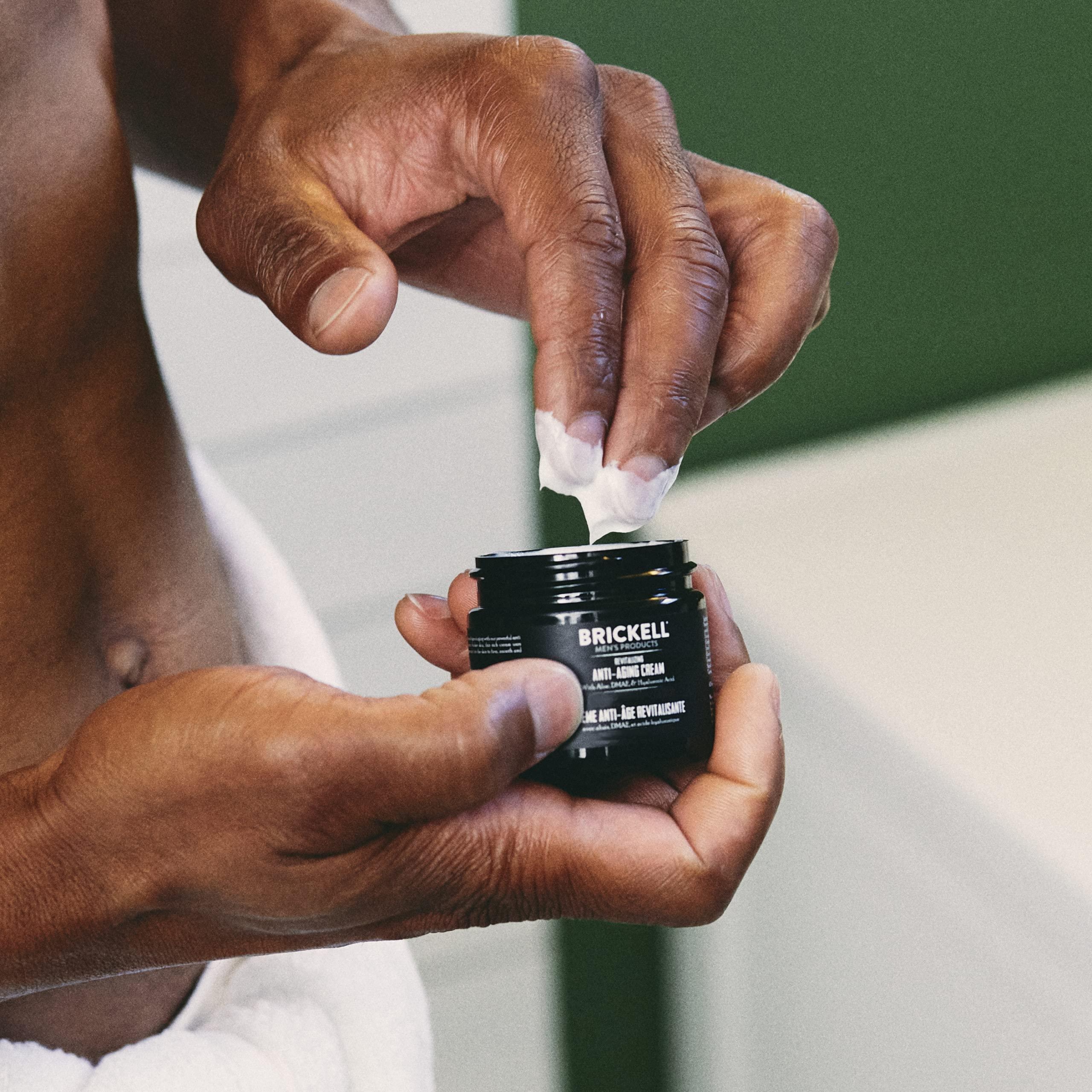 Brickell Men's Products Brickell Men\'s Ultimate Anti-Aging Routine, Anti-Wrinkle, Night Face Cream and Eye Cream to Reduce Puffiness, Wrinkles, Dark Circles, Under Eye Bags, Natural and Organic, Scented