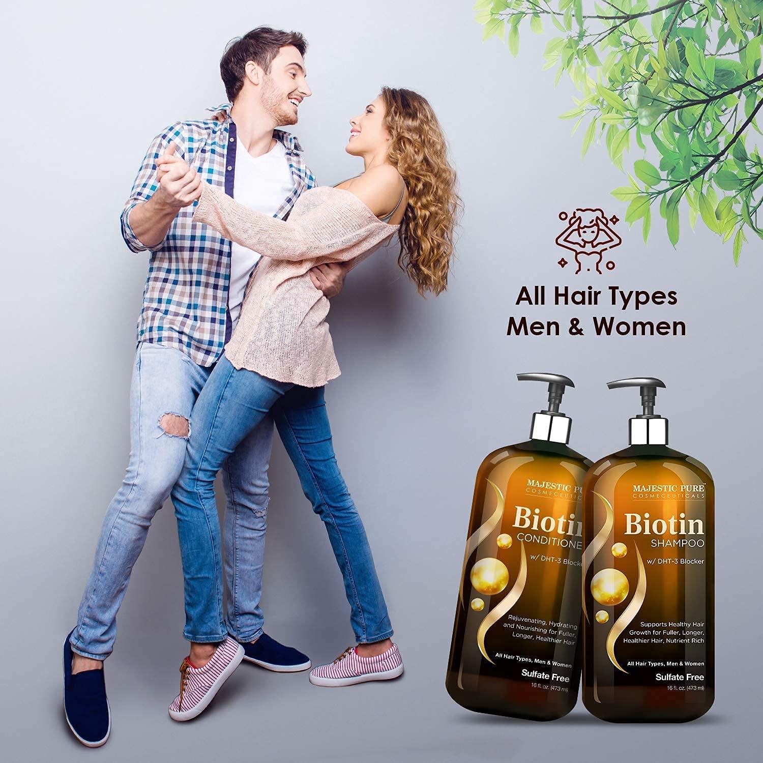 MAJESTIC PURE Majestic Pure Biotin with DHT Blocker Complex Shampoo & Conditioner Set (16 oz each) and Biotin Conditioner (16 oz) Bundle