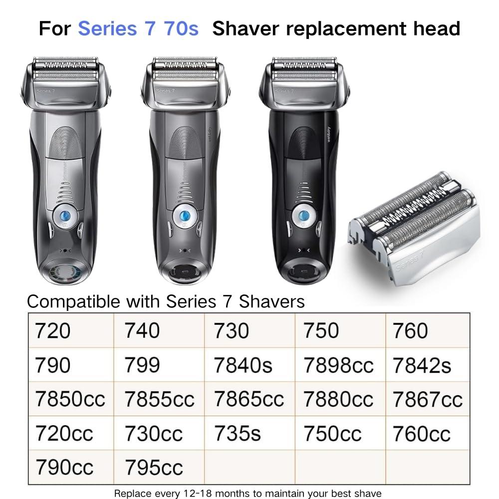 Generic Series 7 70S Electric Shaver Replacement Head Compatible with Braun Series 7 Men Razor for 720cc, 730cc, 735s, 750cc, 760cc, 790cc, and 795cc Etc Shaver Foil