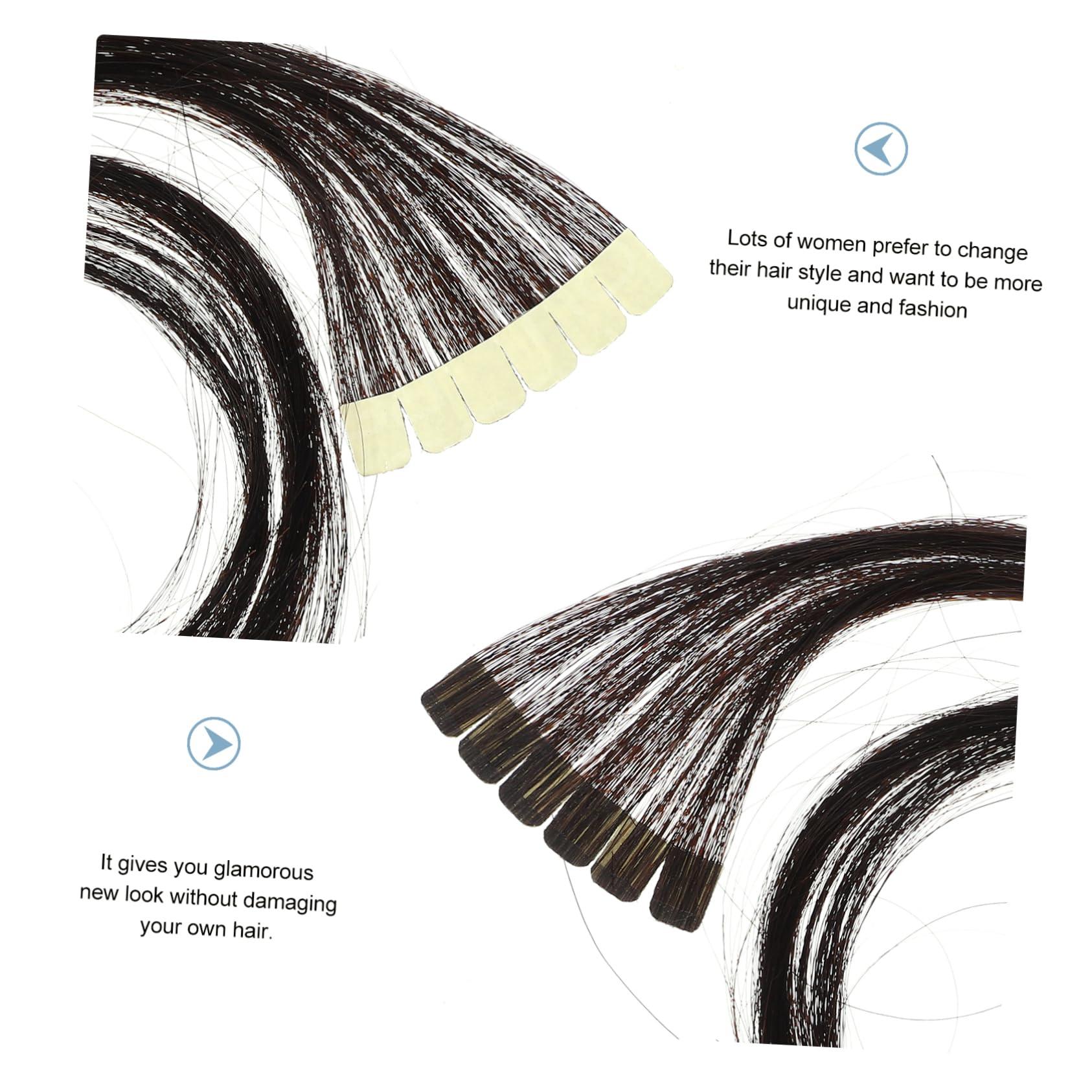Lurrose Lurrose Black Hair Extensions Bands Brown Hair Extension Tape in Hair Extensions Human Hair Brown Duct Tape Hair Extension Straight Electric Straight Hair Clip Seamless Hair Curly