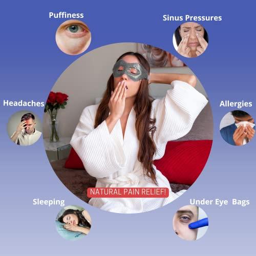 Optix 55 Gel Eye Mask with Eye Holes- Hot Cold Compress Pack Eye Therapy | Cooling Eye Mask for Puffy Eyes, Dry Eyes, Headaches, Migraines, Sinus, Dark Circles - Reusable Eye Face Mask | Ergo Gel Bead (Grey)