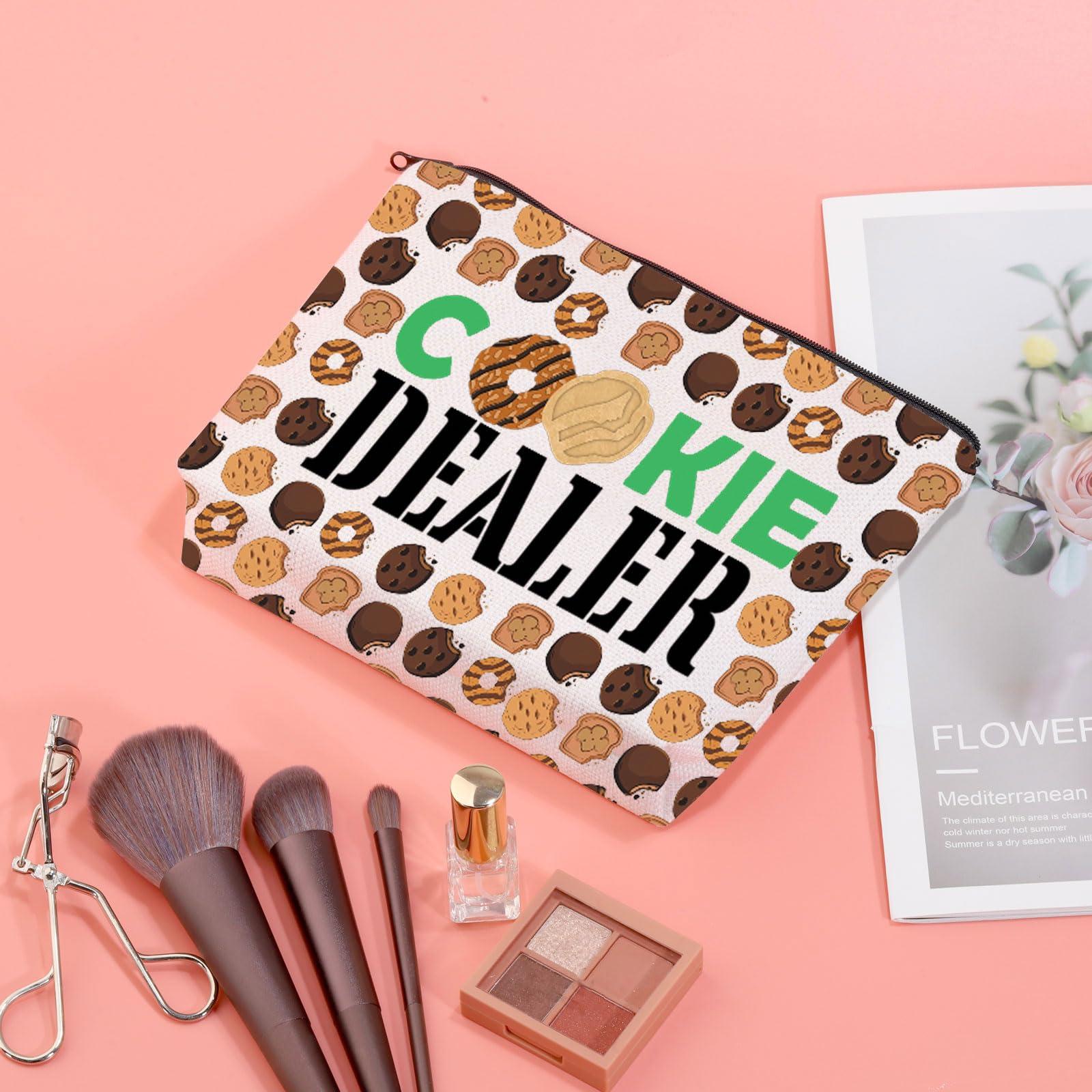 JXGZSO JXGZSO Girl Scout Cookie Cosmetic Bag Cookie Dealer Makeup Pouch Girl Scout Mom Gift (Cookie Dealer Bag)
