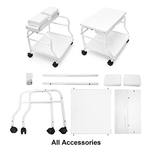 Elitzia Beauty Salon Nail Or Foot Bath Spa Portable Esthetician Trolley Cart for Foot Rest Pedicure Manicure Funiture Massage Table Salon Supplies 2 Way Use 2 Color Option Elitzia (White 2pcs)