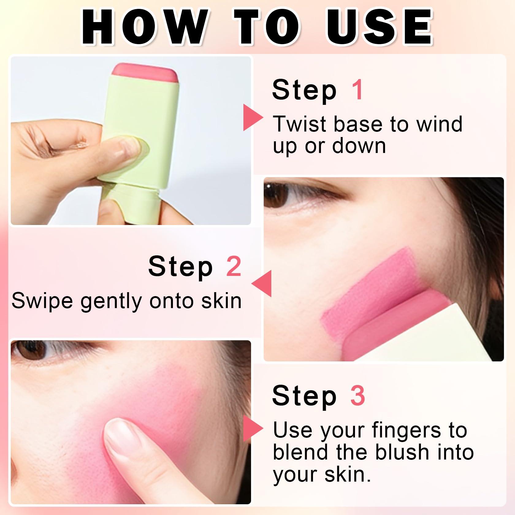 DAMUSI DAMUSI Cream Bronzer Stick Highlighter Stick Face Cream Contour Stick,Makeup Bronzer stick with Brush,Buildable Highlight Contour Makeup for Women (Rich Glow Bronzer Stick)