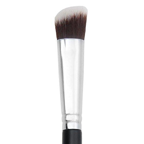 Beauty Junkees Angled Eyeshadow Blending Makeup Brush – Small Mini Angle Kabuki, Synthetic Eye Shadow Blender Brushes for Eyelid, Brow Bone, Crease, Cheek Highlighter, Setting Liquid Cream Mineral Powder Cosmetics