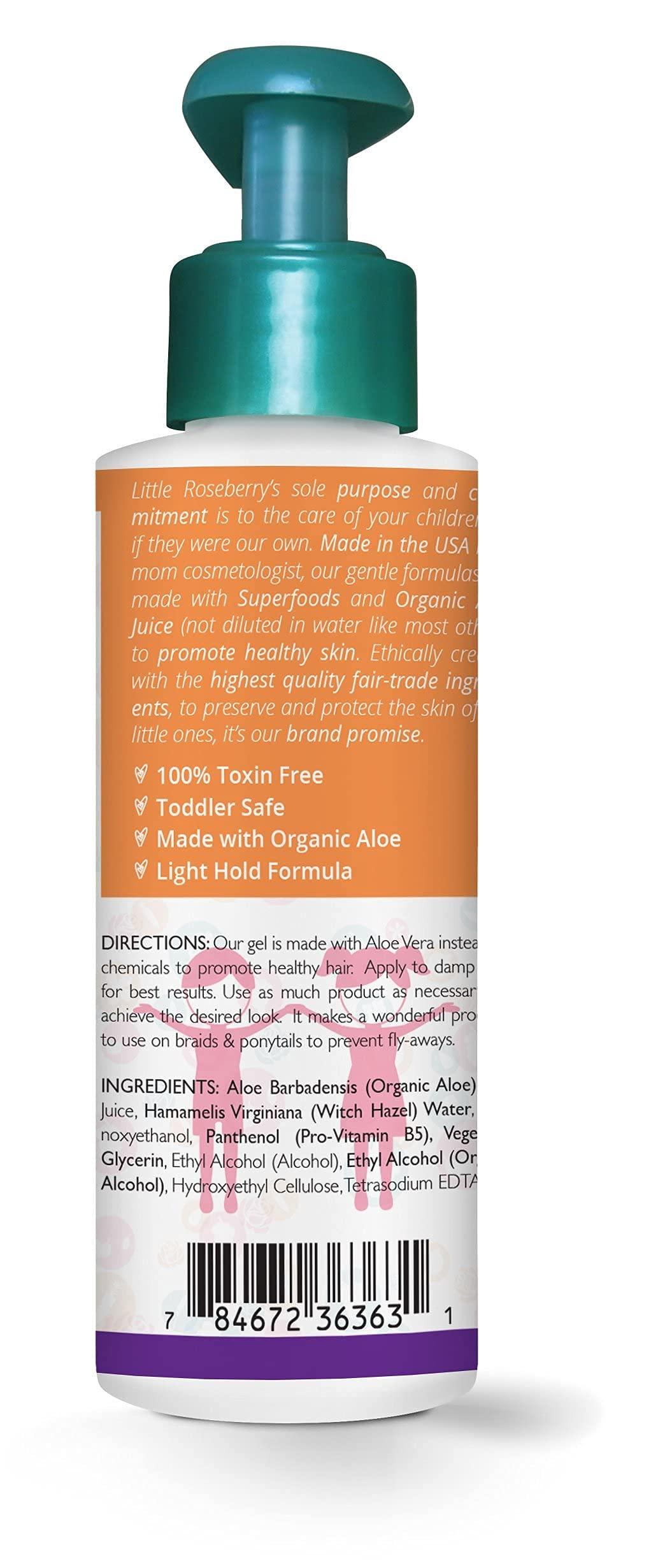 Little Roseberry Hair Gel for Kids | Light Hold | Chemical Free | Made with Organic Aloe Vera and Vitamins | Safe on Babies, Toddlers, Men and Women | Always Paraben, Sulfate & Fragrance Free | Made in USA (1 Unit)