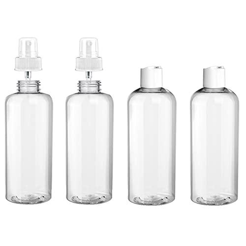 AllTopBargains AllTopBargains 4PC Clear Empty Plastic Bottles 100ml Spray Dispensing Cap Travel Refillable TSA
