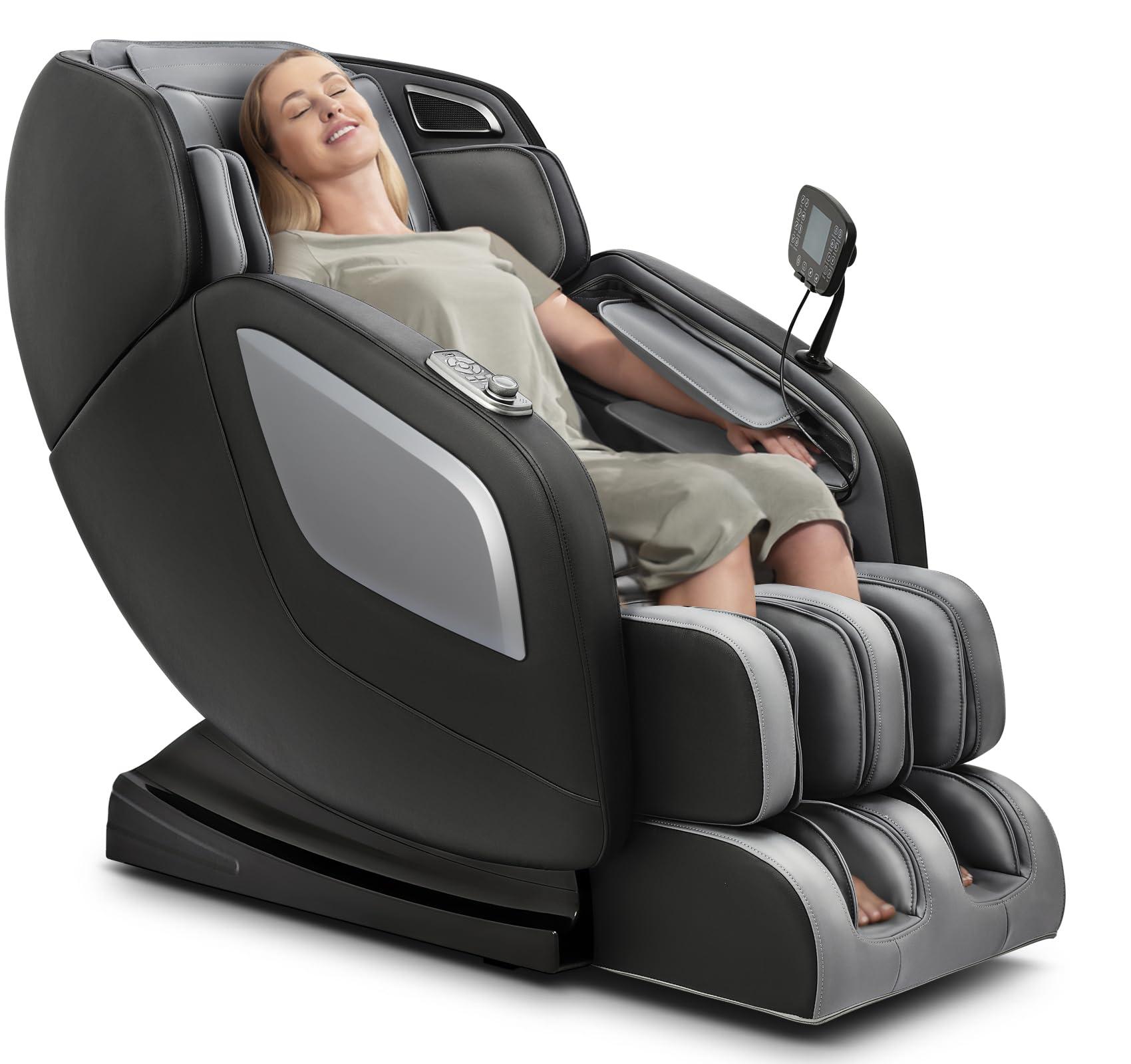 Mazzup Mazzup Full Body Zero Gravity Shiatsu Massage Chair with Fully Assembled, LCD Screen, Shortcut Keys, USB Charging Port, Heat, for Loved Ones, Parents, Black