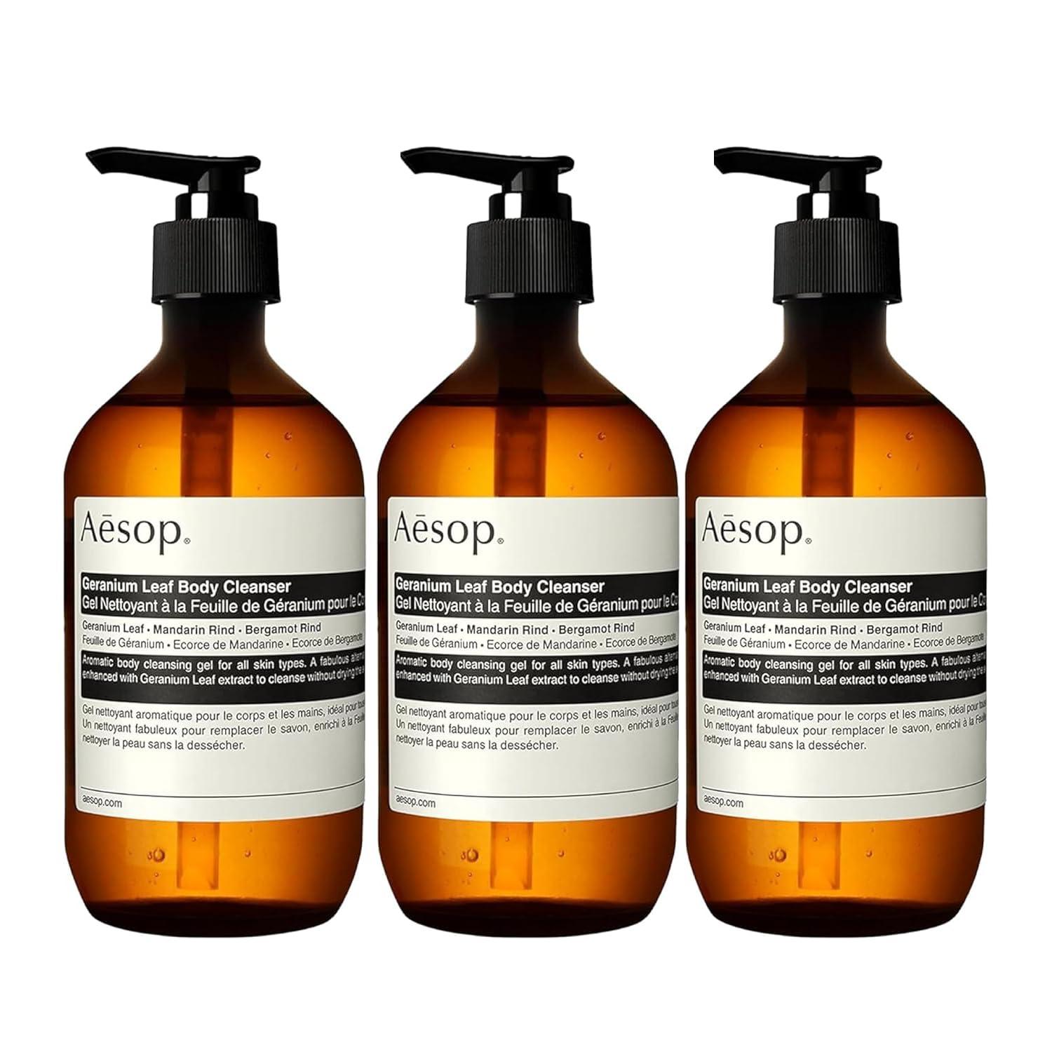 Aesop Aesop Geranium Leaf Body Cleanser | Invigorating Cleansing Gel | Alternative to Conventional Soap | Paraben, Cruelty-free + Vegan |16.9 oz Pack of 3