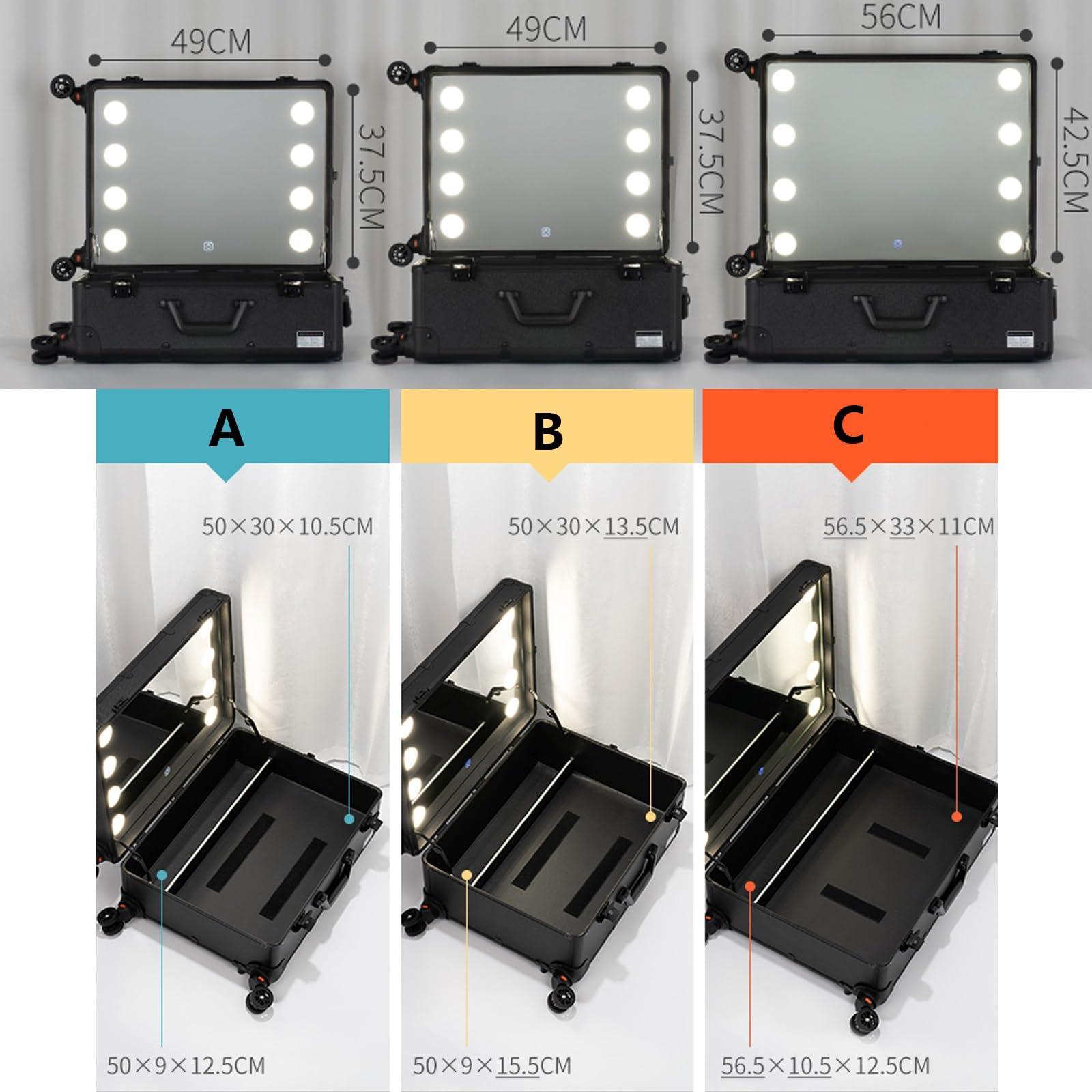 ROFBIHG Rolling Makeup Case Train Case Cosmetic Trolley, Cosmetology Case on Wheels Beauty Travel Case Rolling Cosmetic Organizers, Makeup Organizer for Vanity, Make up Organizers Storage ( Size : B(With shel