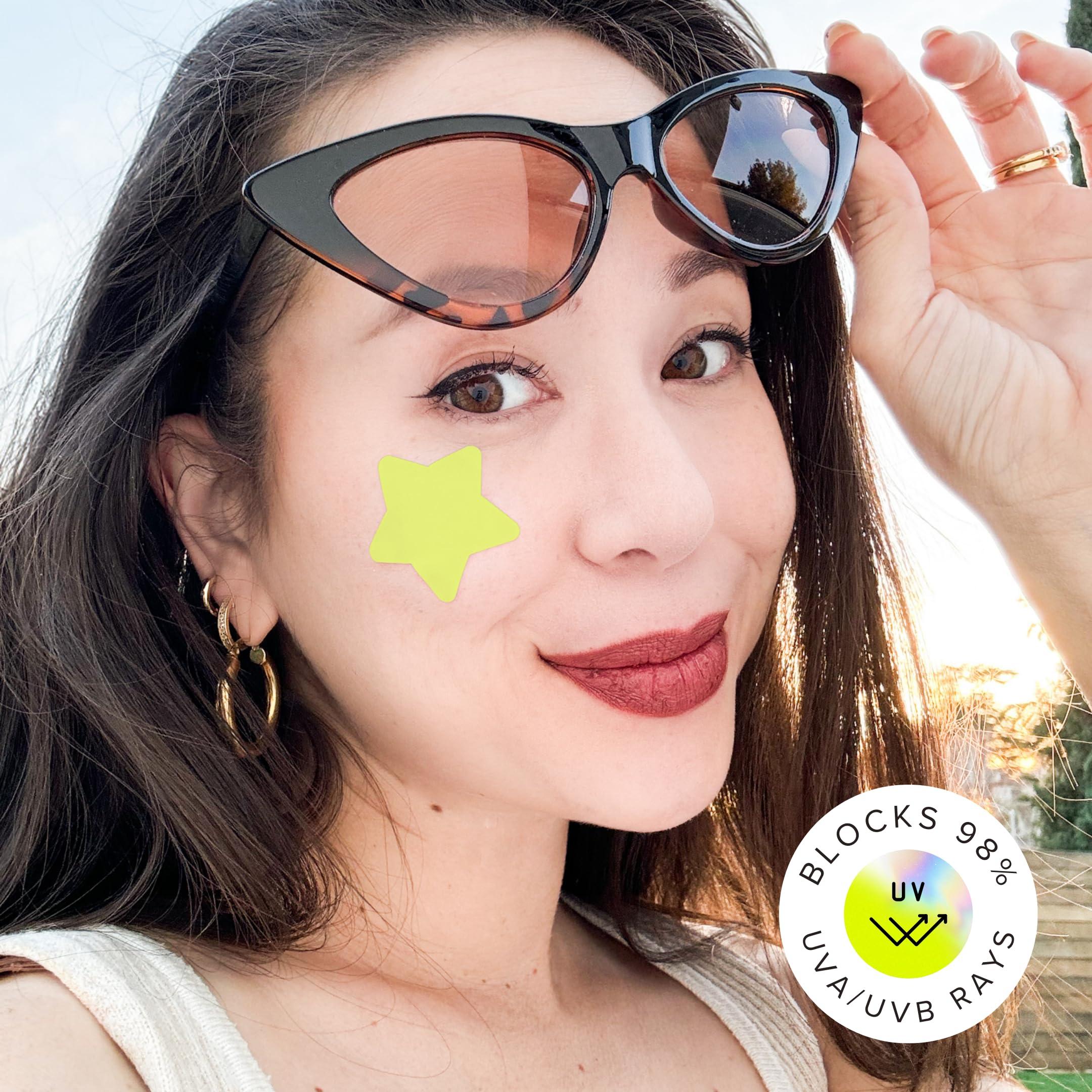 Sun Patch Sun Patch, Hypoallergenic Sun-Screen Star Shaped Patches, 100% Silicone UPF-50 UV Protection, Reusable, 1 Pack/10 Stars, Yellow
