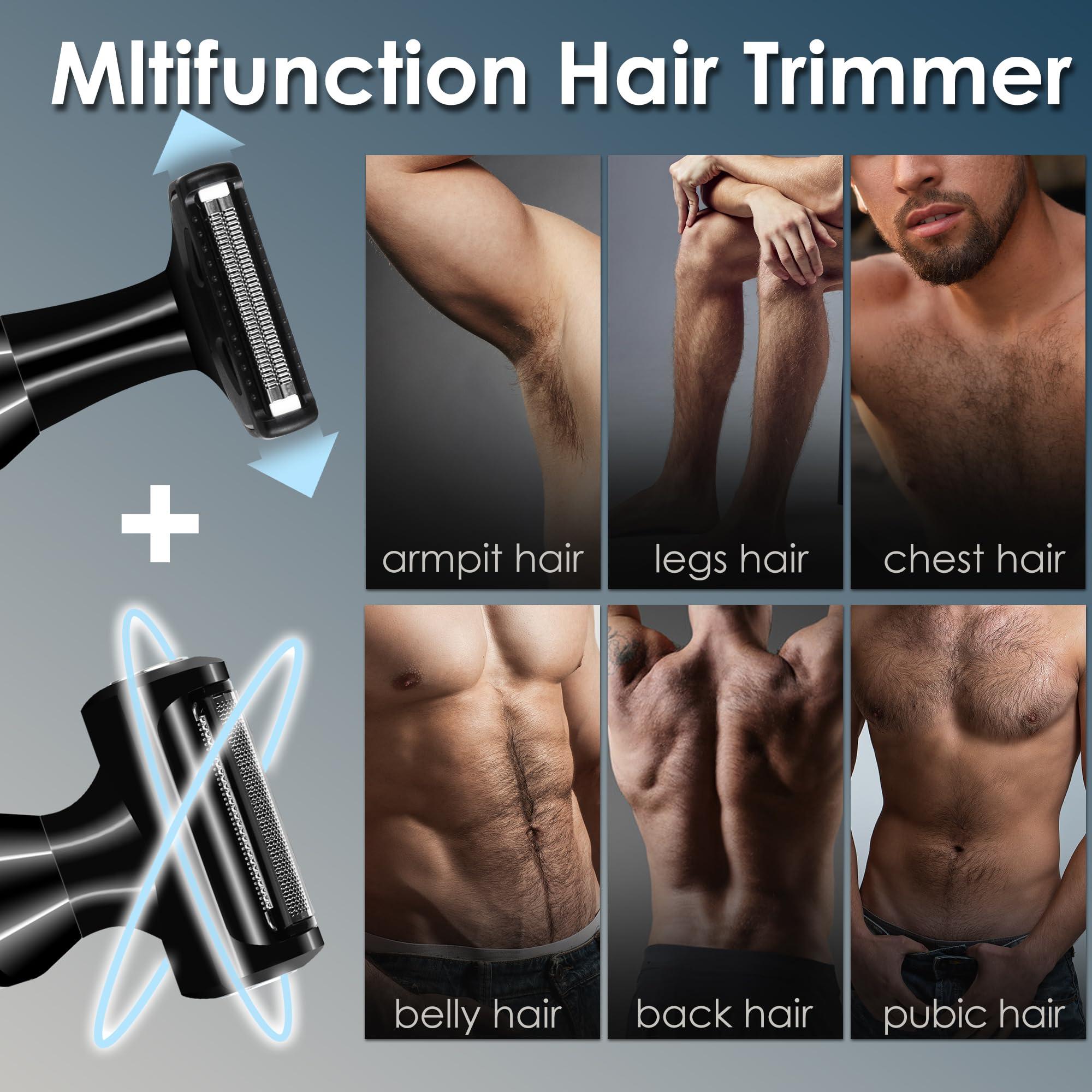 ULAIDO ULAIDO Body Hair Trimmer for Men, Electric Groin Pubic Hair Trimmer, Body Hair Groomers, Waterproof Wet/Dry Ball Trimmer for Full Body and Privates with Replacement Body Groomer Foil Heads (2200-R)