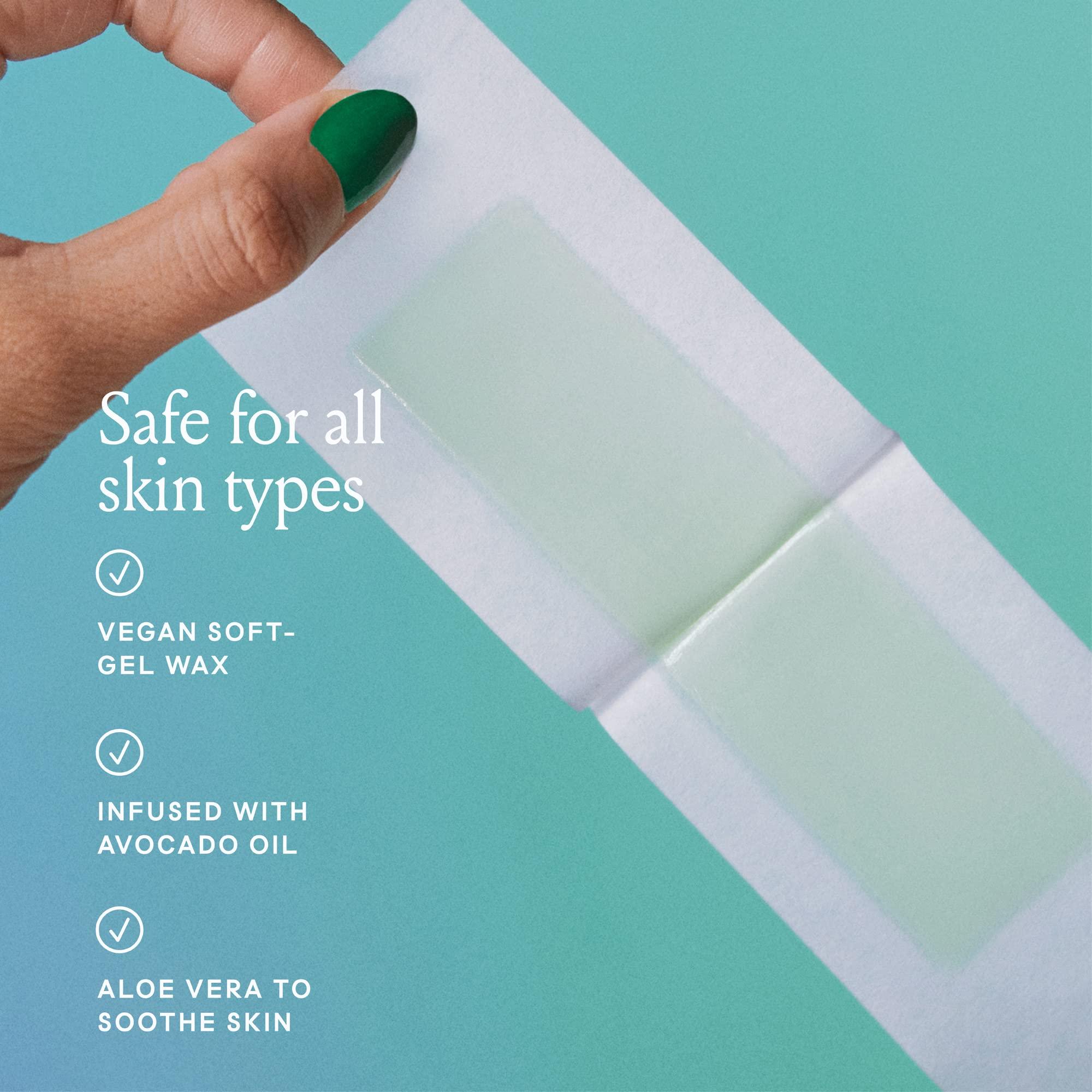 Billie Billie Wax Kit - Body & Underarm - Easy & Convenient - No Heat - Made With Aloe & Avocado Oil - Vegan Soft-Gel - 36 wax strips - 6 post-wax serum wipes