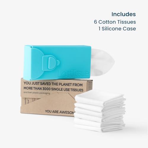 LastTissue LastTissue® Reusable Cotton Tissue Pack – Sustainable, Durable, Eco-Conscious, Portable & Washable Facial Tissues for Men and Women with Travel Handkerchief Storage Case