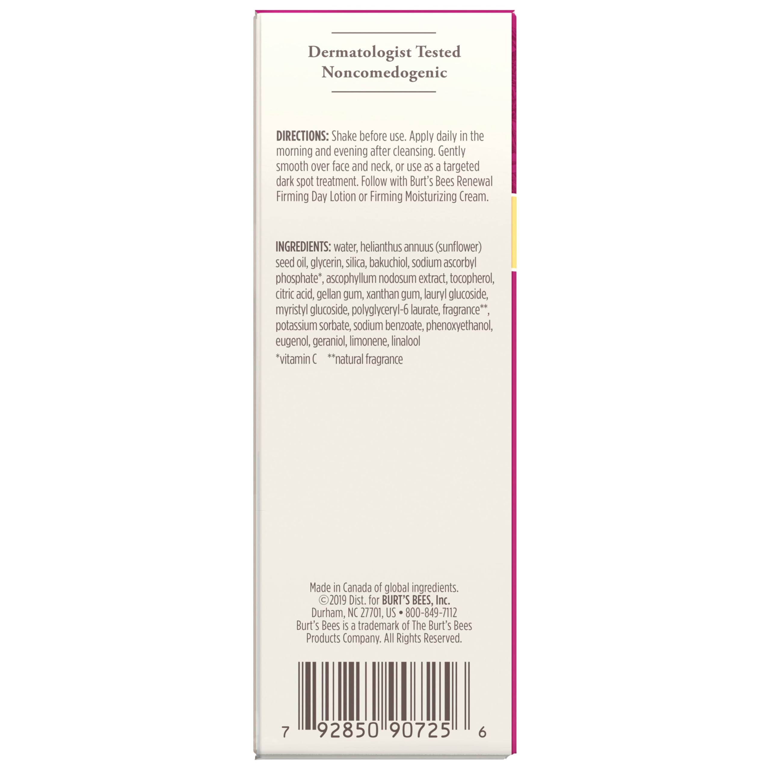 Burt's Bees Burt\'s Bees Renewal Dark Spot Corrector With Natural Retinol Alternative and Vitamin C, Reduces Appearance of Dark Spots and Uneven Skin Tone, 98.6 Percent Natural Origin Skin Care, 1 fl. oz. Bottle