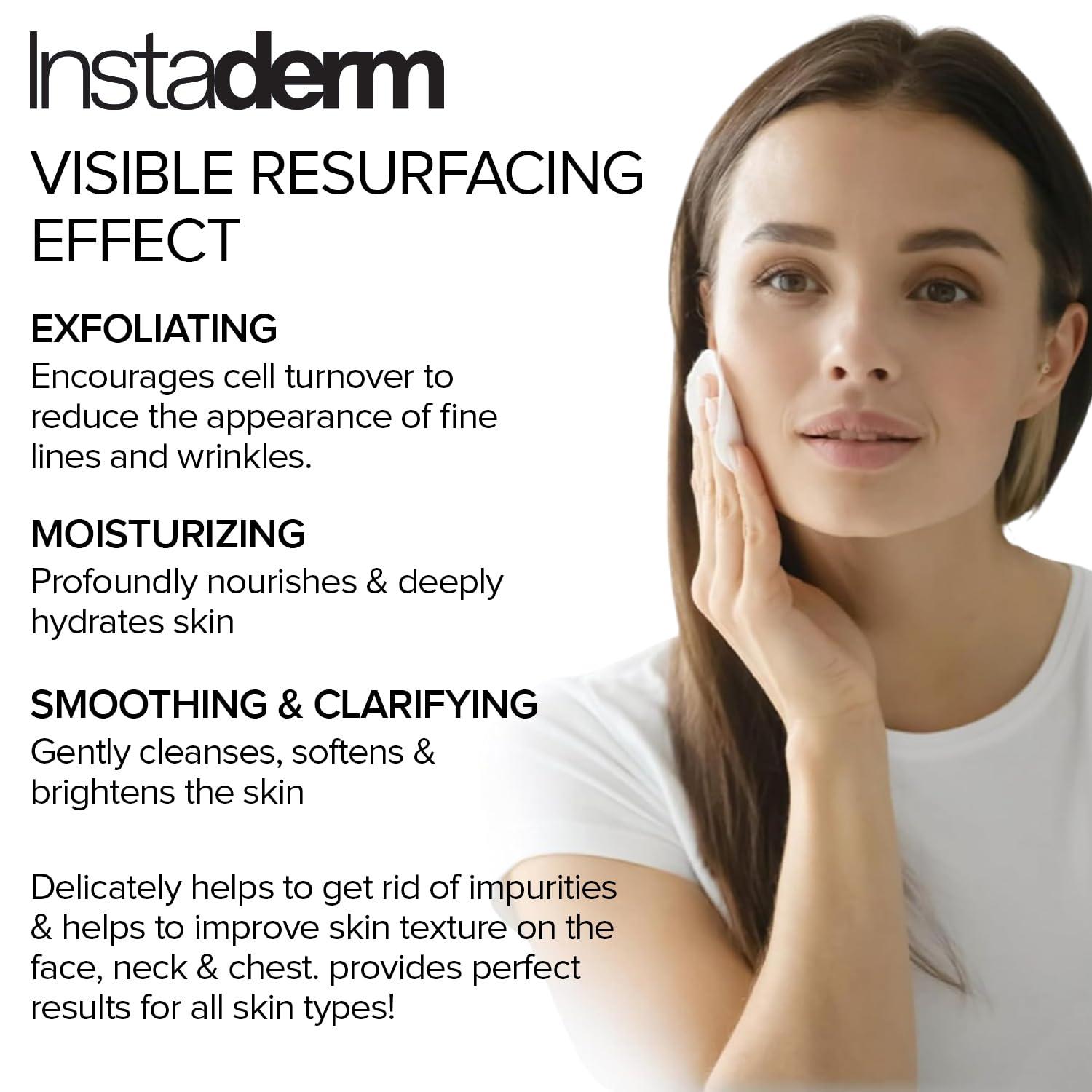 Instaderm Anti-Aging Exfoliating Peel Pads Smooths Fine Lines, Wrinkles, Dark Spots & Skin Roughness to Enhance the Skins Texture & Tone for Radiant Glow.