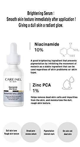 CARE:NEL Korean Skin Care Serum Vitamin B, C Serum for Face - Niacinamide 10% Zinc 1% - K Beauty Hydrating Facial Serum - 1fl.oz.(30ml)
