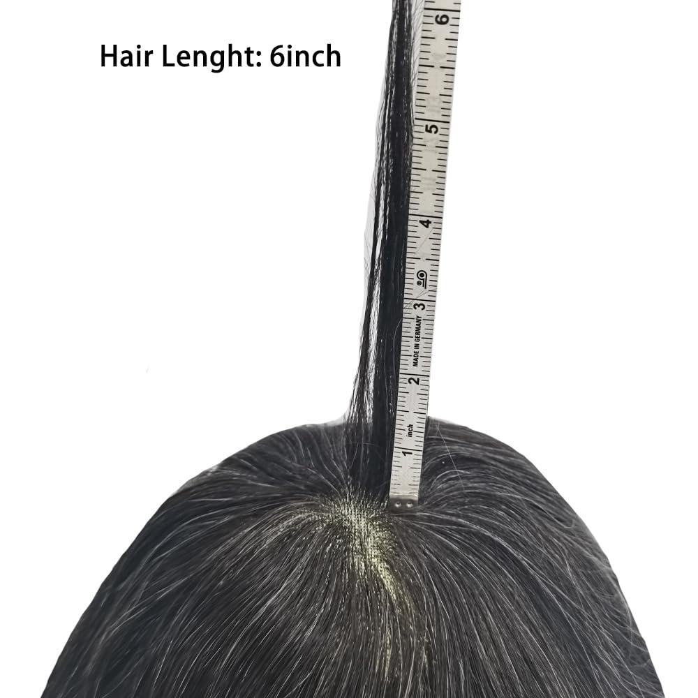 Hair Wonders Toupee For Men Real Human Hair Mens Toupee Hair Replacement System Swiss Lace Hair Piece For Men Hair System7x10\"-100% light to medium density#1B10 1B# OFF BLACK+10% GREY