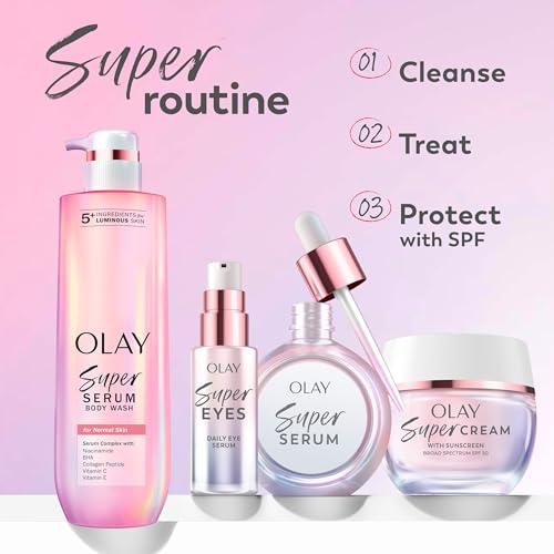 Olay Olay Super Serum - Vitamin C & E, Niacinamide, Collagen Peptide, AHA - Trial Size, Glass Skin Care for Face - Brightening, Hydrating, Firming, Evens Tone, Smooths Fine Lines, 0.4 Oz
