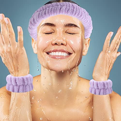 YIYEI YIYEI Face Wash Headbands Wristbands, Spa Headband for Washing Face with Matching Wristbands,Headbands Wrist Towels for Girls Washing Face Makeup Skincare Prevent Water Running Down (Pink)