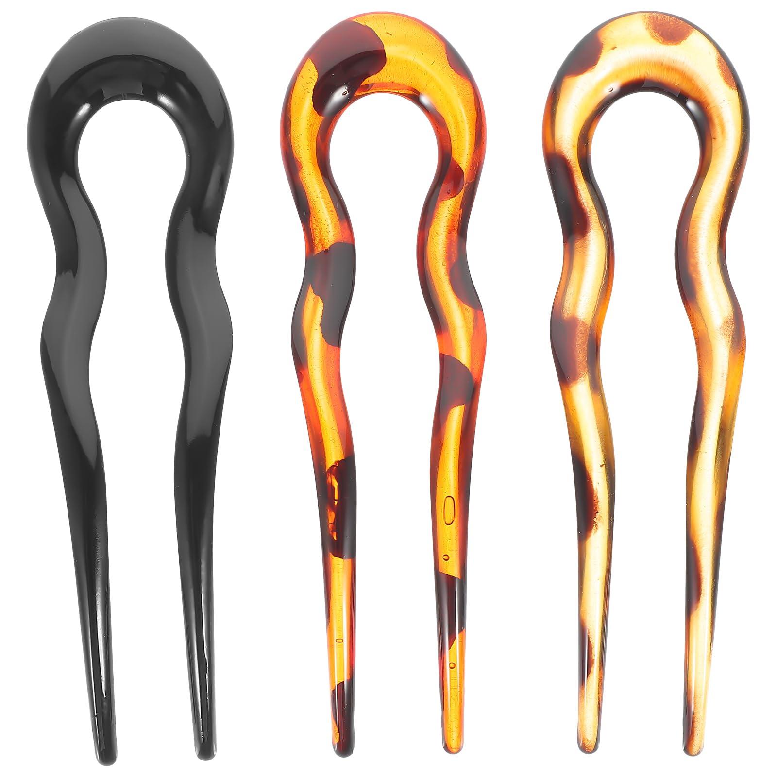 minkissy minkissy French Hair Pin for Buns U Shaped 3pcs Hair Forks French Hair Pins Vintage Hair Bun Sticks Chignon Pin Women Updo Hair Accessories