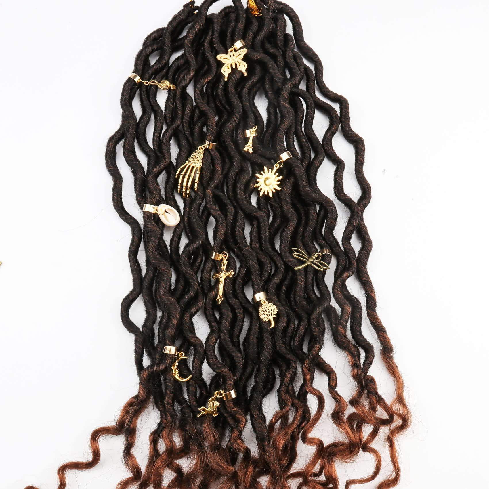 JALANCY 40 Pcs Locs Hair Jewelry Braids Hair Clips Adjustable Hair Cuffs African Style Dreadlocks Hair Beads Butterfly Shell DIY Hair Pendant Charms Hair Decoration for Locs Accessories (Gold and Bronze)