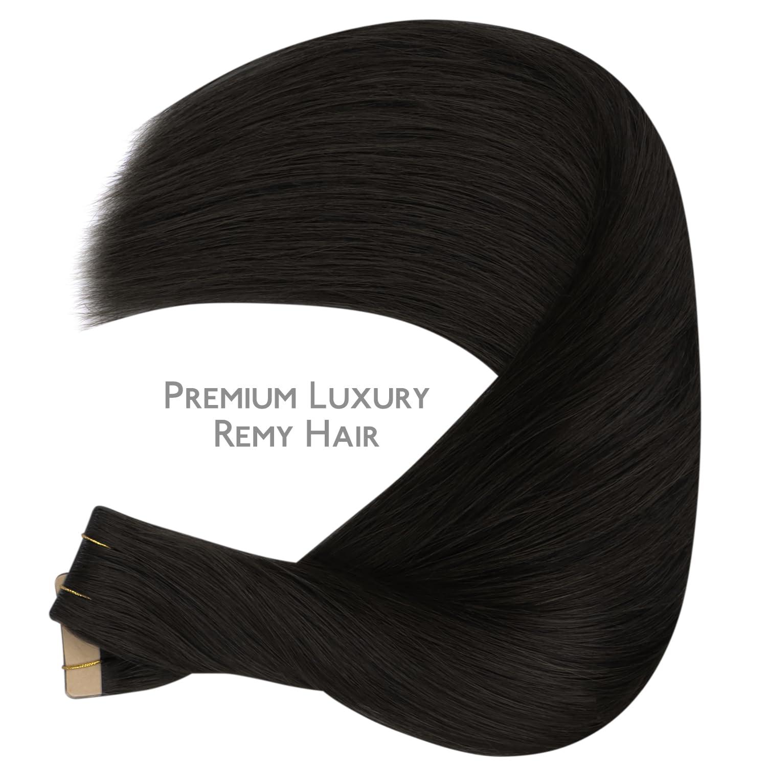 Wennalife WENNALIFE Invisi Edge & Classic Tape in Hair Extensions Human Hair, 18 Inch 50g 20pcs(10pcs Invisi Edge & 10pcs Classic) Natural Black Invisible Luxury Remy Hair Natural Seamless Injected Tape Ins