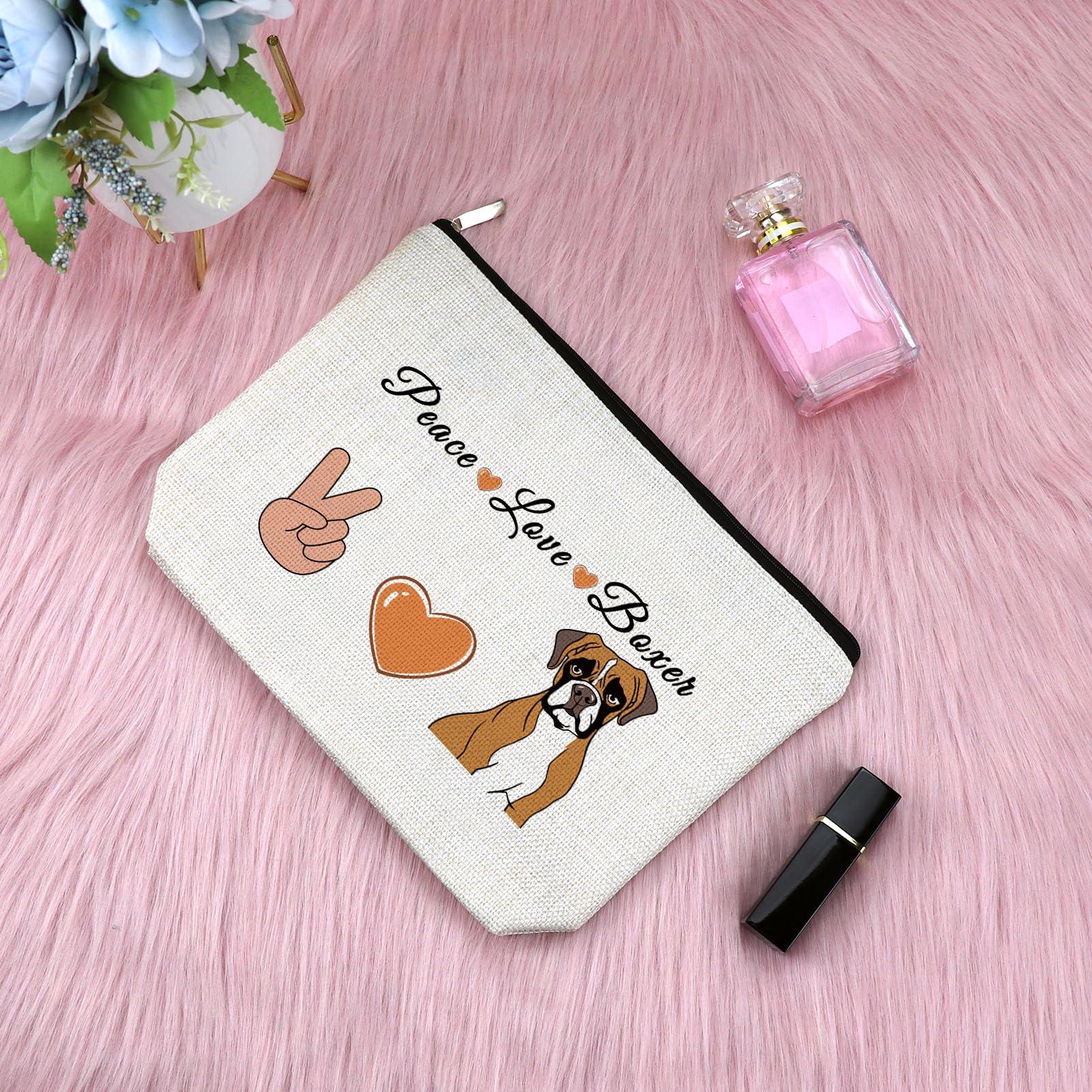 Sfodiary Boxer Dog Gift Makeup Bag Funny Boxer Dog Lover Gifts for Women Boxer Owner Gift Cosmetic Bag Boxer Dog Themed Gift Christmas Birthday Gifts for Pet Sister Boxer Mom Dog Lover Travel Toiletry Bag