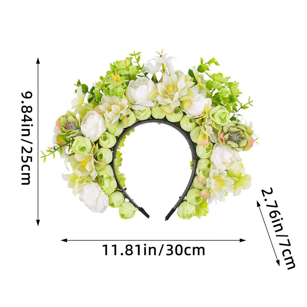 Ztexkee Ztexkee Boho Artificial Flower Headband Wedding Headpiece Fake Peony Rose Hairbands Hair Hoop Hair Bands for Women