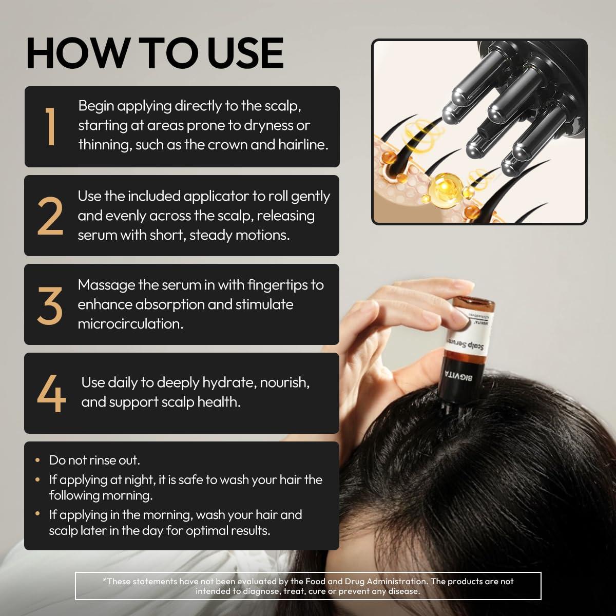 BIGVITA BIGVITA Scalp Serum + | Scalp Massager Applicator for Thicker, Fuller Hair | Hair Growth, Dry Scalp Relief | Biotin, AnaGain, Centella & Natural Leaf Extracts | Soothes Itchy, Flaky Scalp