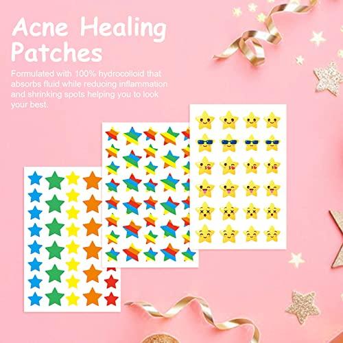 Yecuce Yecuce Pimple Patches(96pcs), Star Shaped Hydrocolloid Acne Cover Patches for Face Body, Rainbow Emojis Zit Patches and Pimple Stickers for Acne Healing