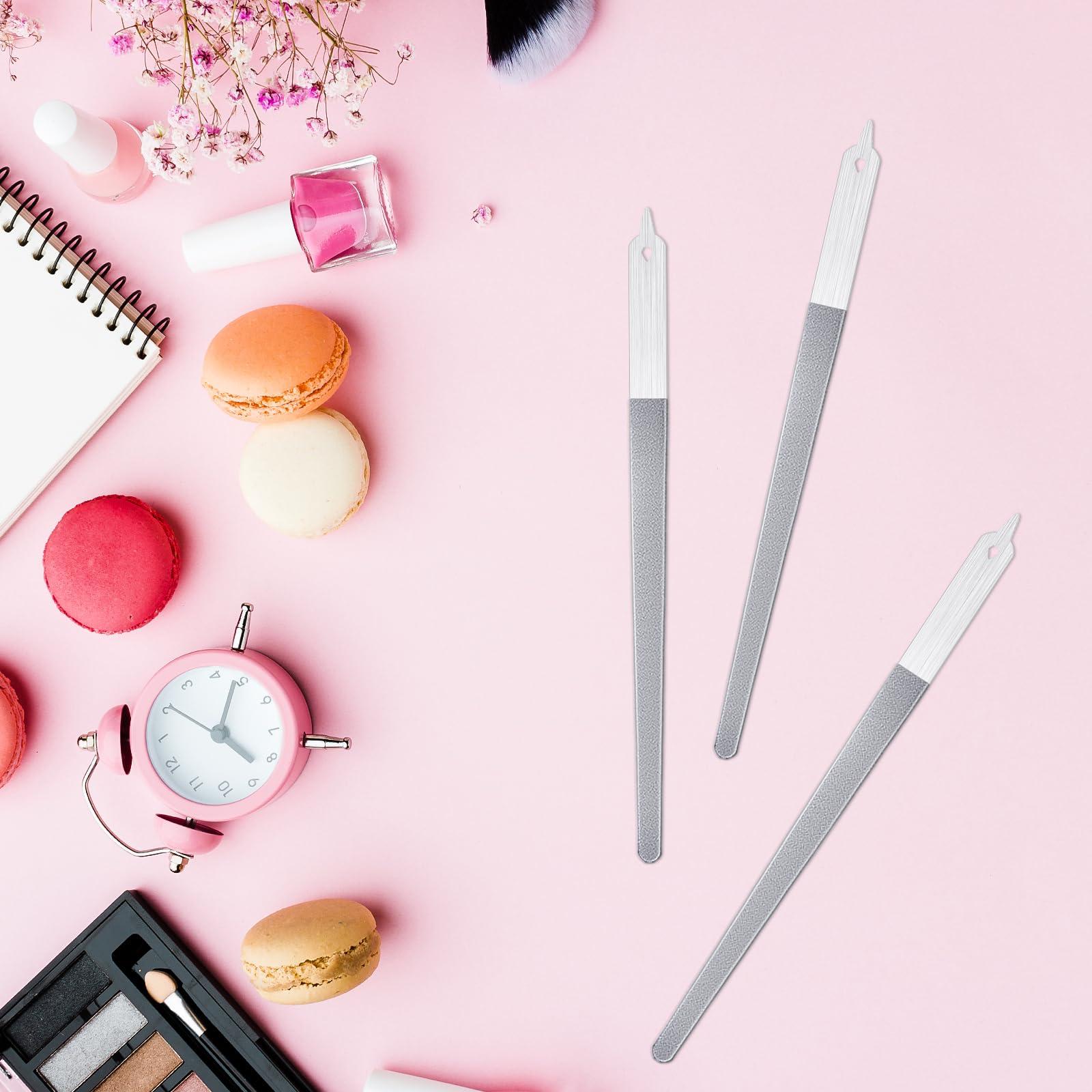 Mozeat Lens 6Pcs Metal Nail Files Nail File Diamond Dust for Natural Nails Stainless Steel Nail Files with Pointed Tip Non Slip Handle Fingernail Files Diamond Nail File for Salon and Home, 8 Inches