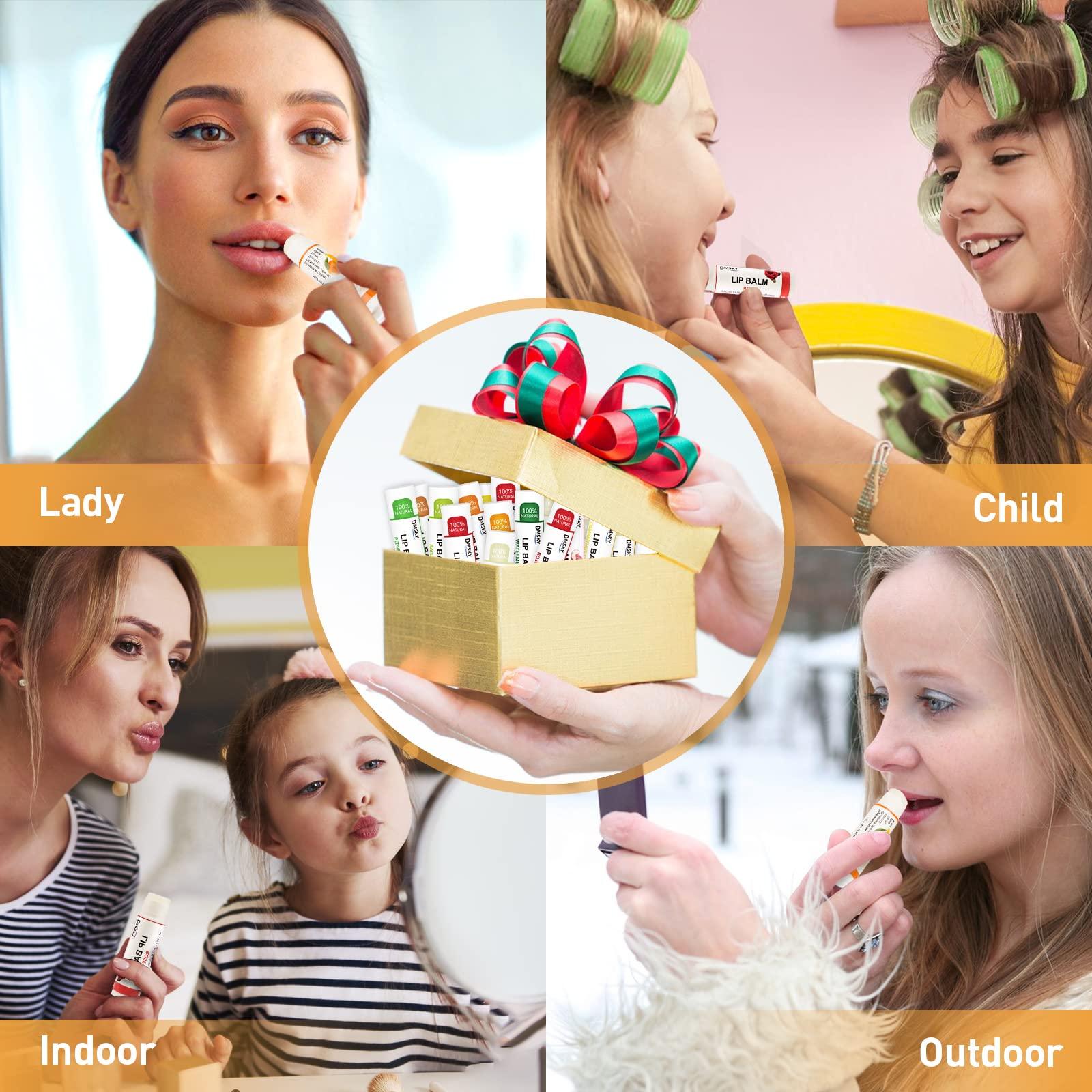 Dmsky DMSKY 24 Pack Lip Balm, Natural Lip Balm Bulk with Vitamin E and Coconut Oil, Moisturizing Lip Balm for Chapped Lips, Bulk Lip Balm for Women-12 Flavors