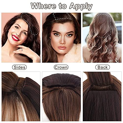 REECHO REECHO 2 pack 4 inch Short Thick Hairpieces Adding Extra Hair Volume Clip in Hair Extensions Hair Topper for Thinning Hair Women Color Golden Blonde with Highlights