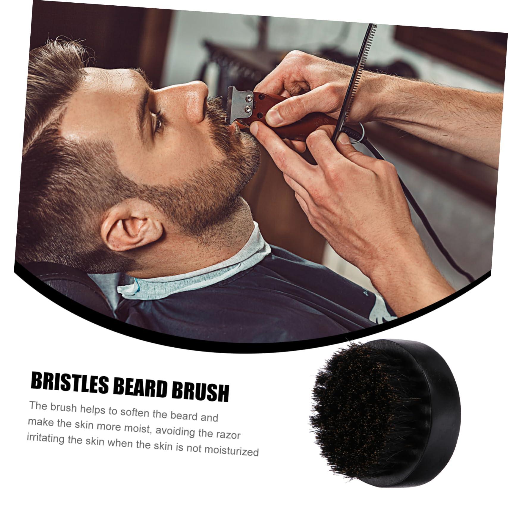 FOYTOKI FOYTOKI 1pc Pig Bristle Beard Brush Mustache Trimming Scissors Pro Brush Hair Salon Tool Bristles Brush Beard Growth Brush Man Beard Care Tool Boar Bristles Beard Brush Black Bristle Hair