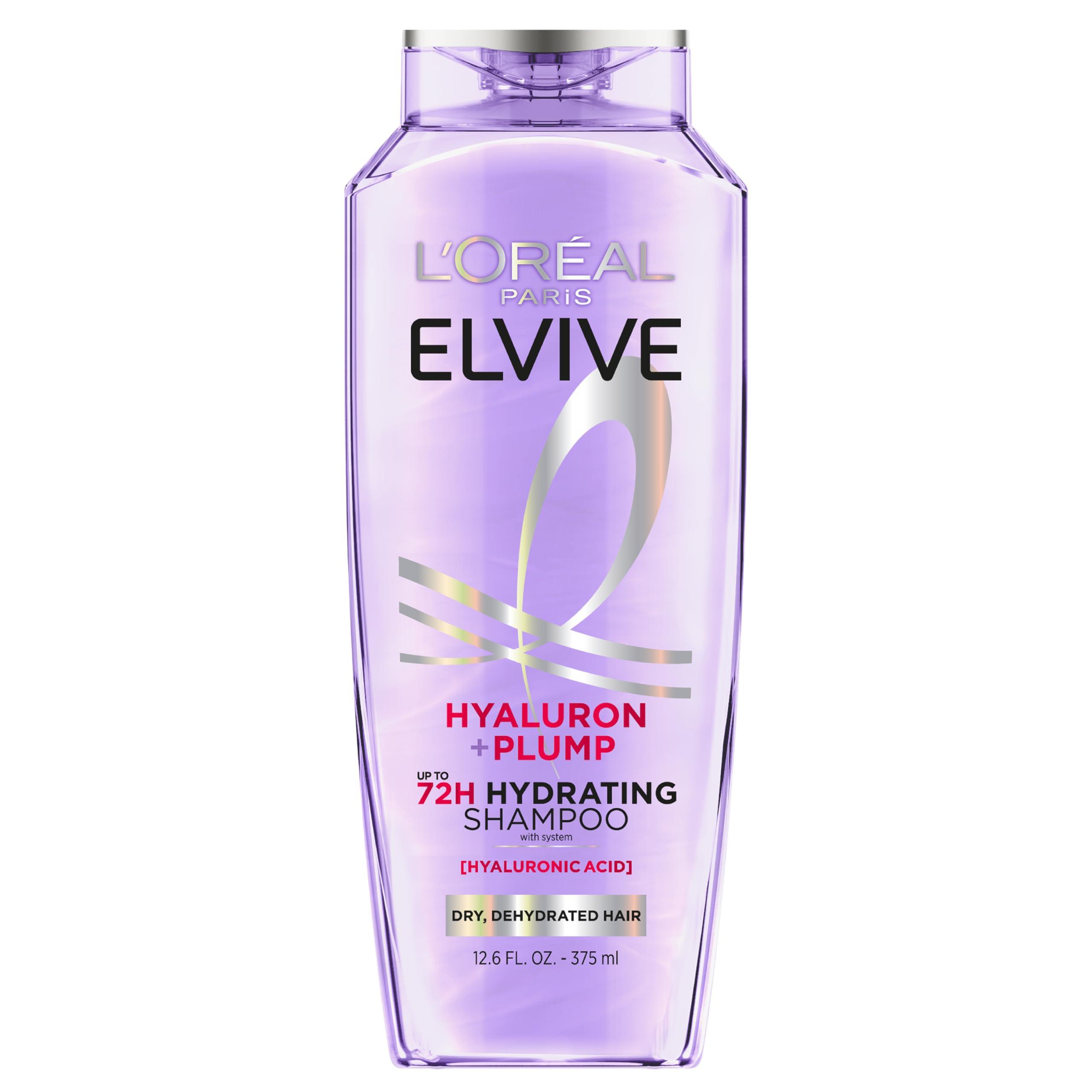 LOreal Paris L'Oreal Paris Elvive Hyaluron Plump Hydrating Shampoo for Dehydrated, Dry Hair Infused with Hyaluronic Acid Care Complex, Paraben-Free, 12.6 Fl Oz