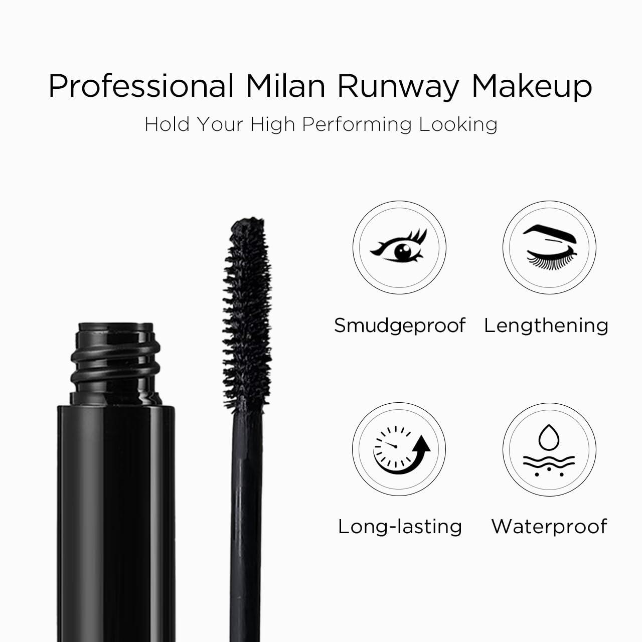 LORD & BERRY Lord & Berry Splashproof Longwear Waterproof Lash Mascara - Black for Volume and Length, False Lash Effect Long Lasting Eye Makeup, Enriched with Olive Oil, Vegan, Cruelty Free, 0.28 oz, Deep Black