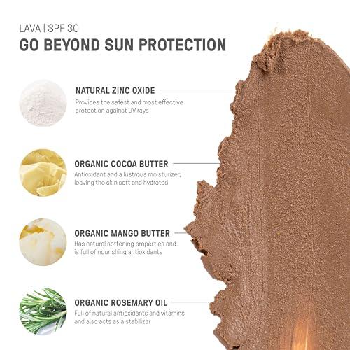 Raw Elements Raw Element Ultra-Moisturizing Face Tint Sunscreen, SPF 30+, Non Toxic Mineral Face Cream, Non Nano Zinc Oxide, Reef Friendly, Safe for All Ages, 0.5 oz, Lava, Pack of 2