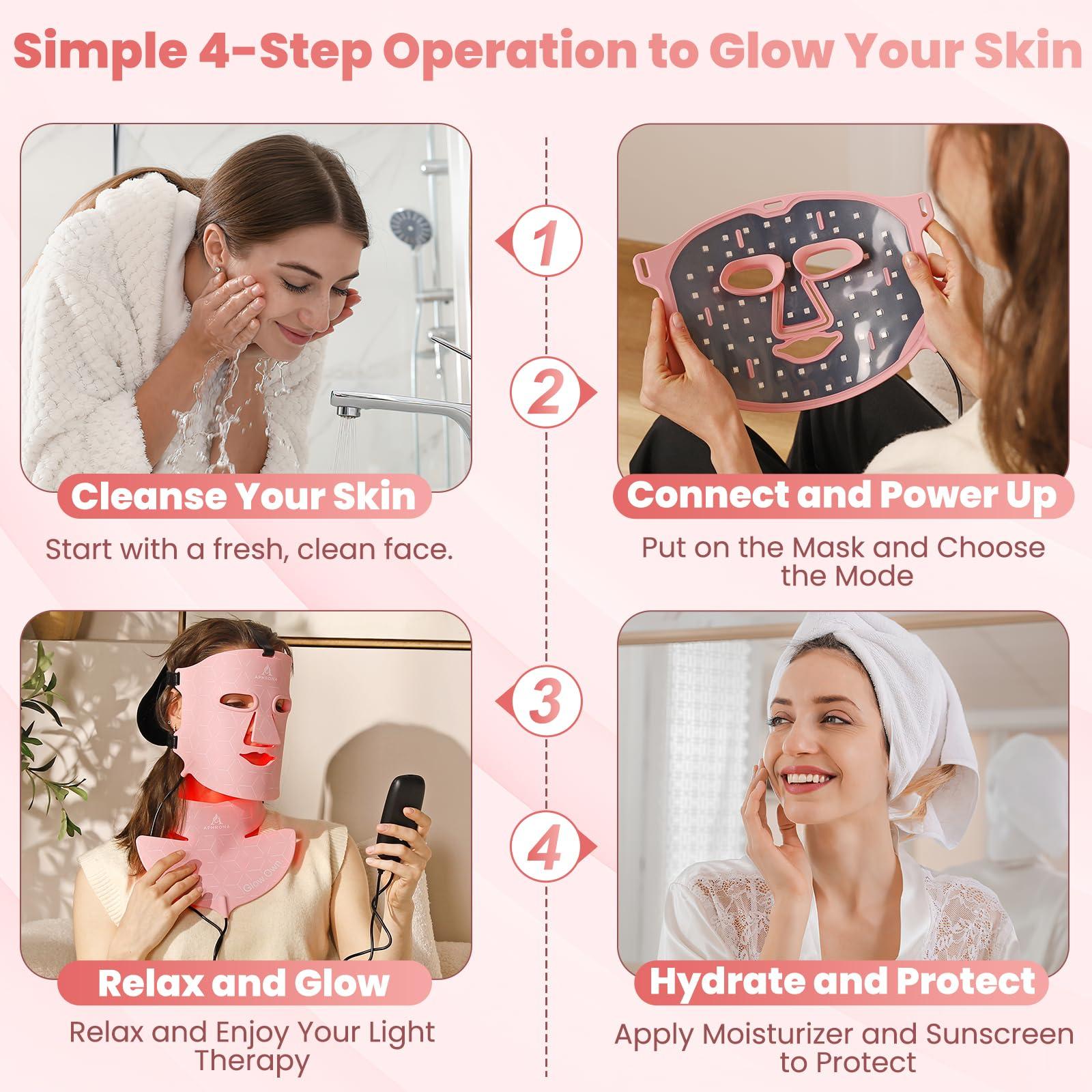 Aphrona Aphrona FDA Cleared Acne Removal Wrinkle Reduction Skin Care Mask | LED Light Therapy Red light Blue light | Glowing Skin Photo Facial (3 color)